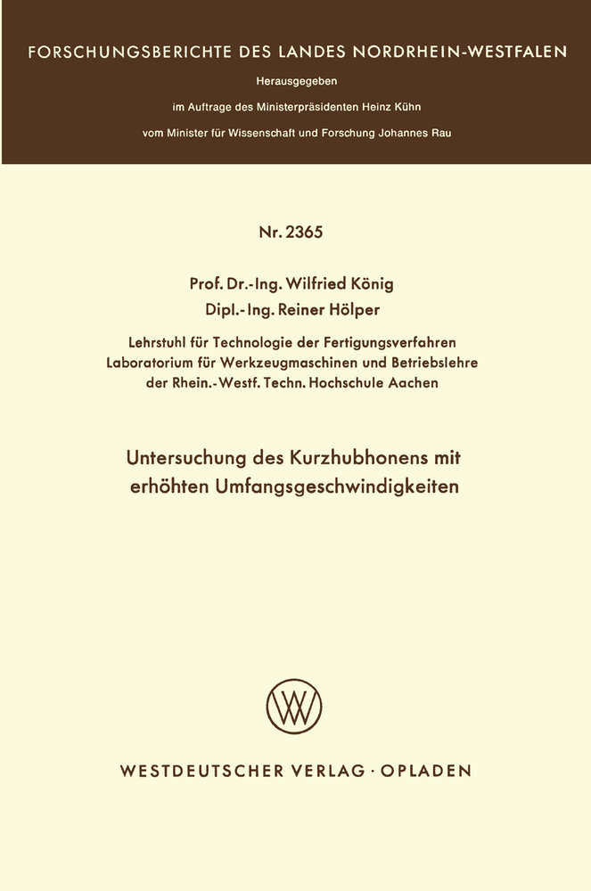 Untersuchung des Kurzhubhonens mit erhöhten Umfangsgeschwindigkeiten