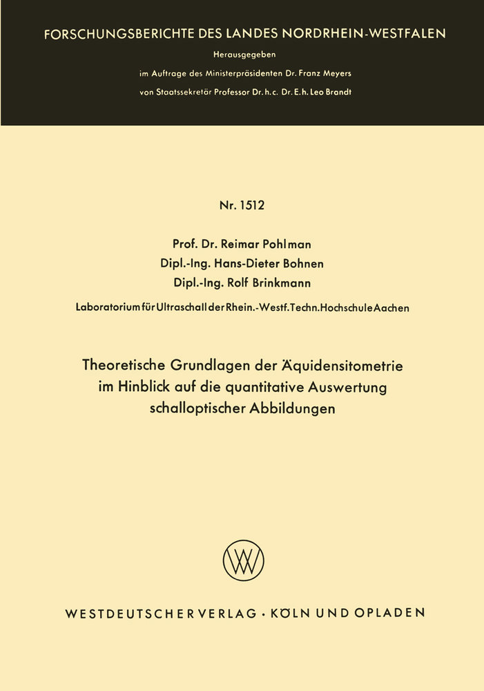 Theoretische Grundlagen der Äquidensitometrie im Hinblick auf die quantitative Auswertung schalloptischer Abbildungen