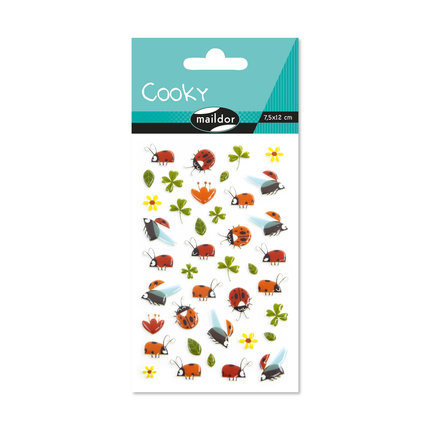 Cooky3D Kleeblätter und Marienkäfer - 1 Stickerbogen 7,5 x 12 cm Avenue Mandarine