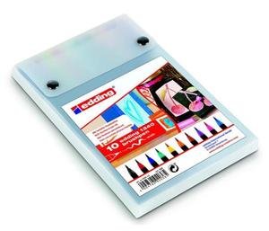 EDDING® Pinselstift 1340, 10 Farben Basic schwarz, rot, blau, grün, gelb, orange, braun, violett,, pink und hellblau