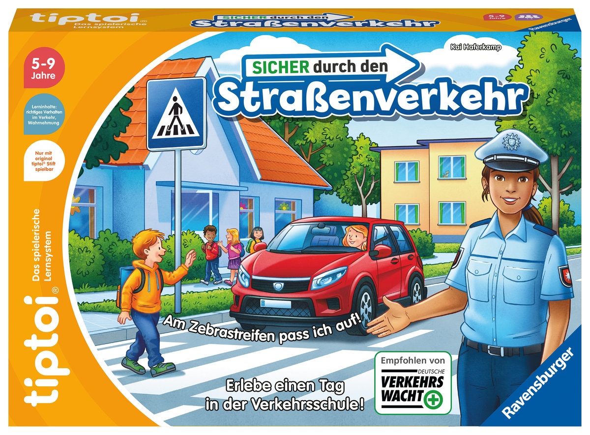 Ravensburger tiptoi Spiel 00173 - Sicher durch den Straßenverkehr - Lernspiel ab 5 Jahren, lehrreiches Verkehrsspiel für Jungen und Mädchen, für 1-4 Spieler