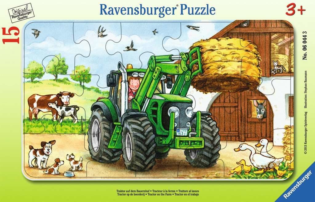 Ravensburger Kinderpuzzle - 06044 Traktor auf dem Bauernhof - Rahmenpuzzle für Kinder ab 3 Jahren, mit 15 Teilen