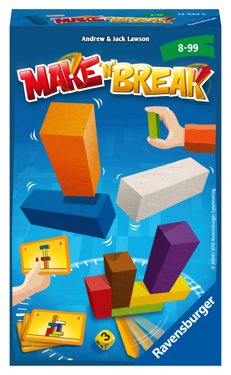 Ravensburger 23444 - Make 'n' Break, Mitbringspiel für 2-4 Spieler, Kinderspiel ab 8 Jahren, kompaktes Format, Reisespiel, Aktionsspiel