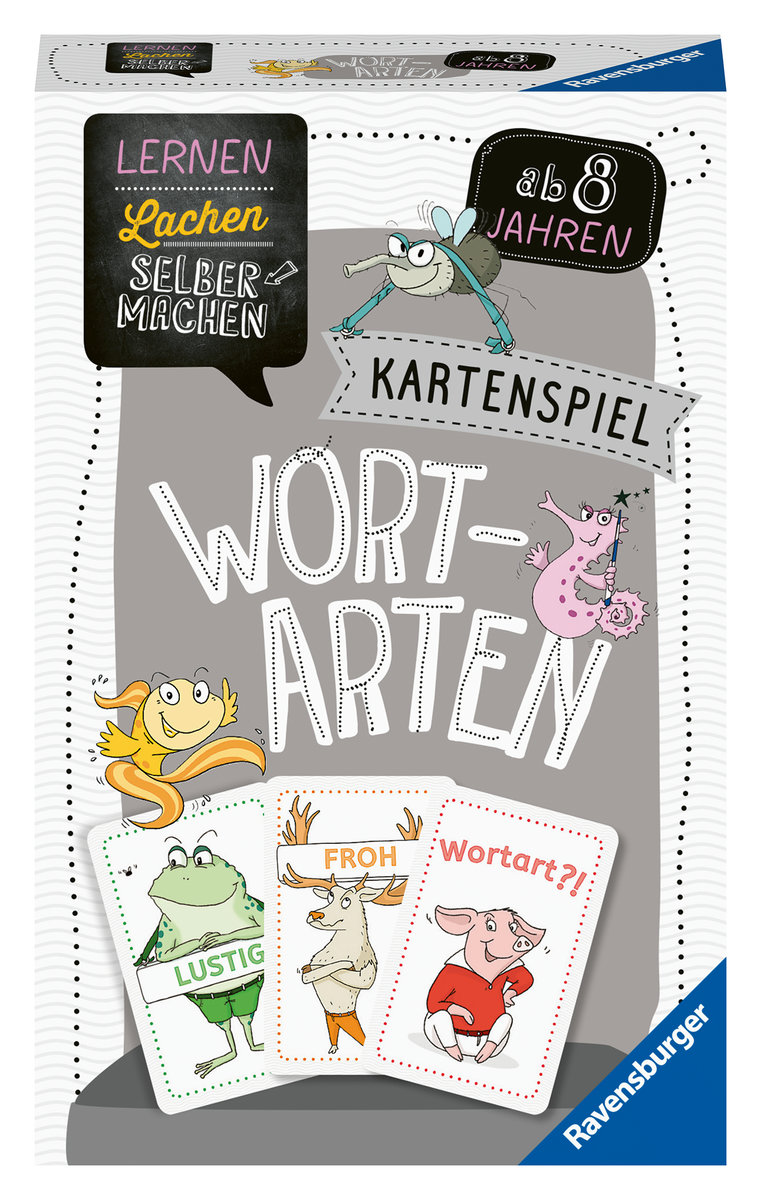 Ravensburger 80353 - Lernen Lachen Selbermachen: Wortarten, Kinderspiel ab 8 Jahren, Lernspiel für 1-4 Spieler, Kartenspiel