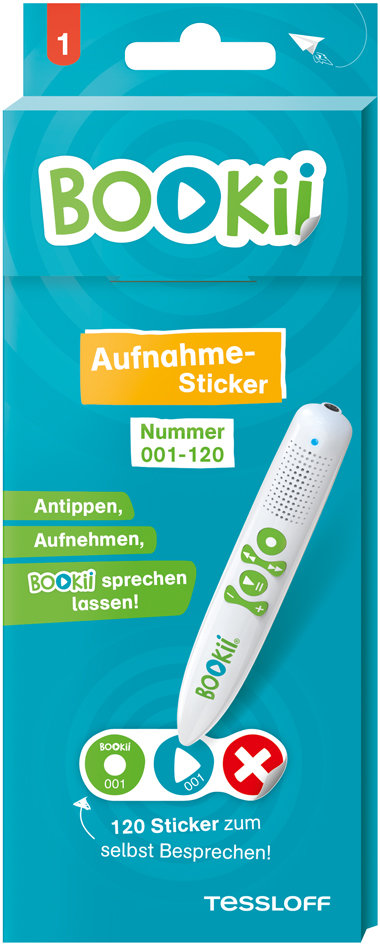 BOOKii® Aufnahme-Sticker neutral Paket 1, Nr. 001-120 (120 Stück)