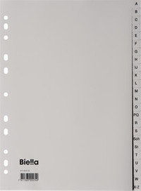 BIELLA Register Vollformat aus PP, hellgrau, A4 A-Z 24teilig Universallochung - Register A-Z PP A4