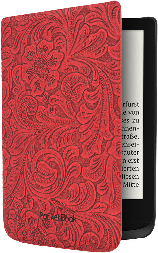 Cover COMFORT red flowers für PocketBook Touch HD 3, Touch Lux 4, Basic Lux 2 - E-Reader-Hülle