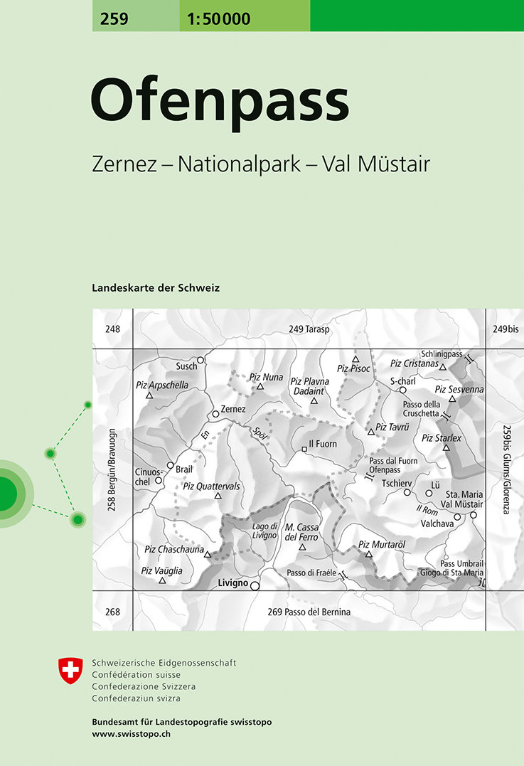 Ofenpass. 1:50'000 (neue Wanderkarte 459T: Nationalpark)