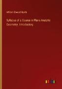 Syllabus of a Course in Plane Analytic Geometry. Introductory