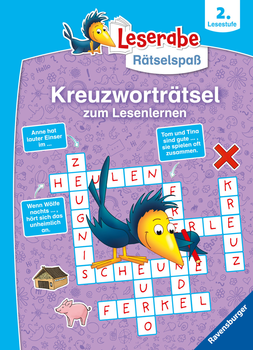 Ravensburger Leserabe Rätselspaß - Kreuzworträtsel zum Lesenlernen - 2. Lesestufe, Rätselbuch ab 7 Jahre