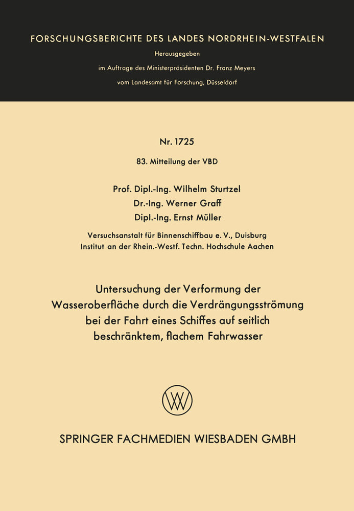 Untersuchung der Verformung der Wasseroberfläche durch die Verdrängungsströmung bei der Fahrt eines Schiffes auf seitlich beschränktem, flachem Fahrwasser