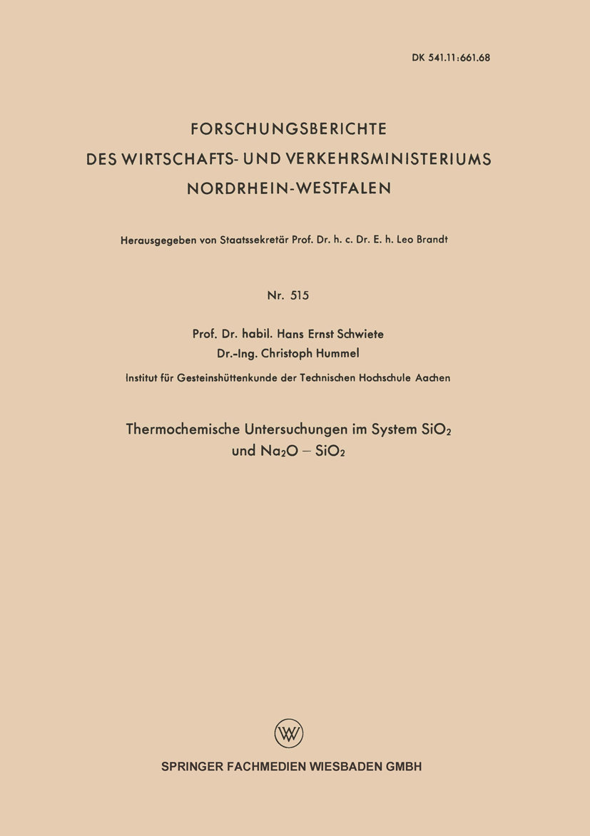 Thermochemische Untersuchungen im System SiO2 und Na2O ¿ SiO2