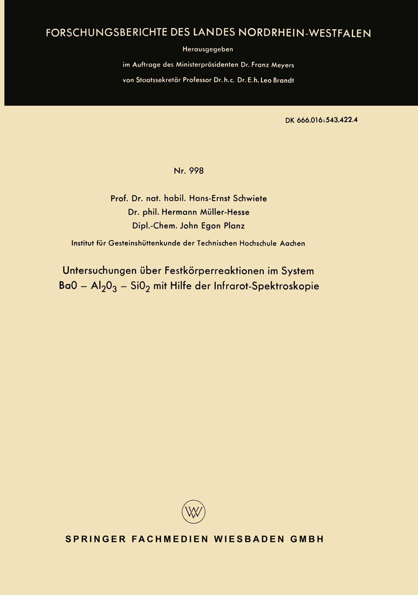 Untersuchungen über Festkörperreaktionen im System BaO ¿ Al2O3 ¿ SiO2 mit Hilfe der Infrarot-Spektroskopie