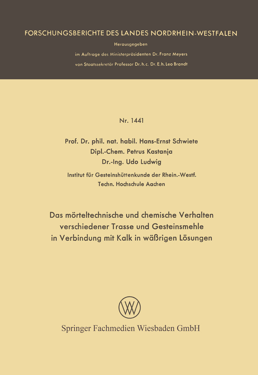 Das mörteltechnische und chemische Verhalten verschiedener Trasse und Gesteinsmehle in Verbindung mit Kalk in wäßrigen Lösungen