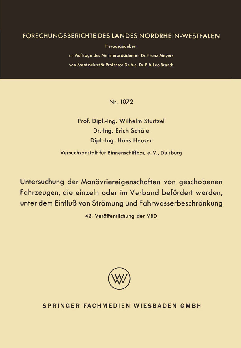 Untersuchung der Manövriereigenschaften von geschobenen Fahrzeugen, die einzeln oder im Verband befördert werden, unter dem Einfluß von Strömung und Fahrwasserbeschränkung