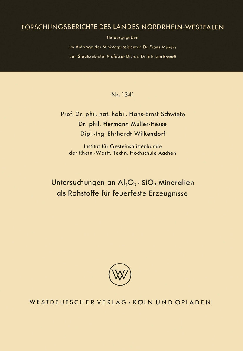 Untersuchungen an Al2O3 · SiO2-Mineralien als Rohstoffe für feuerfeste Erzeugnisse