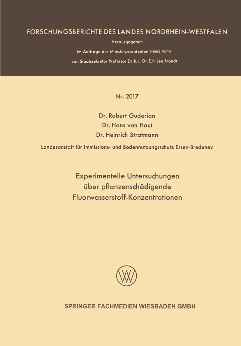 Experimentelle Untersuchungen über pflanzenschädigende Fluorwasserstoff-Konzentrationen