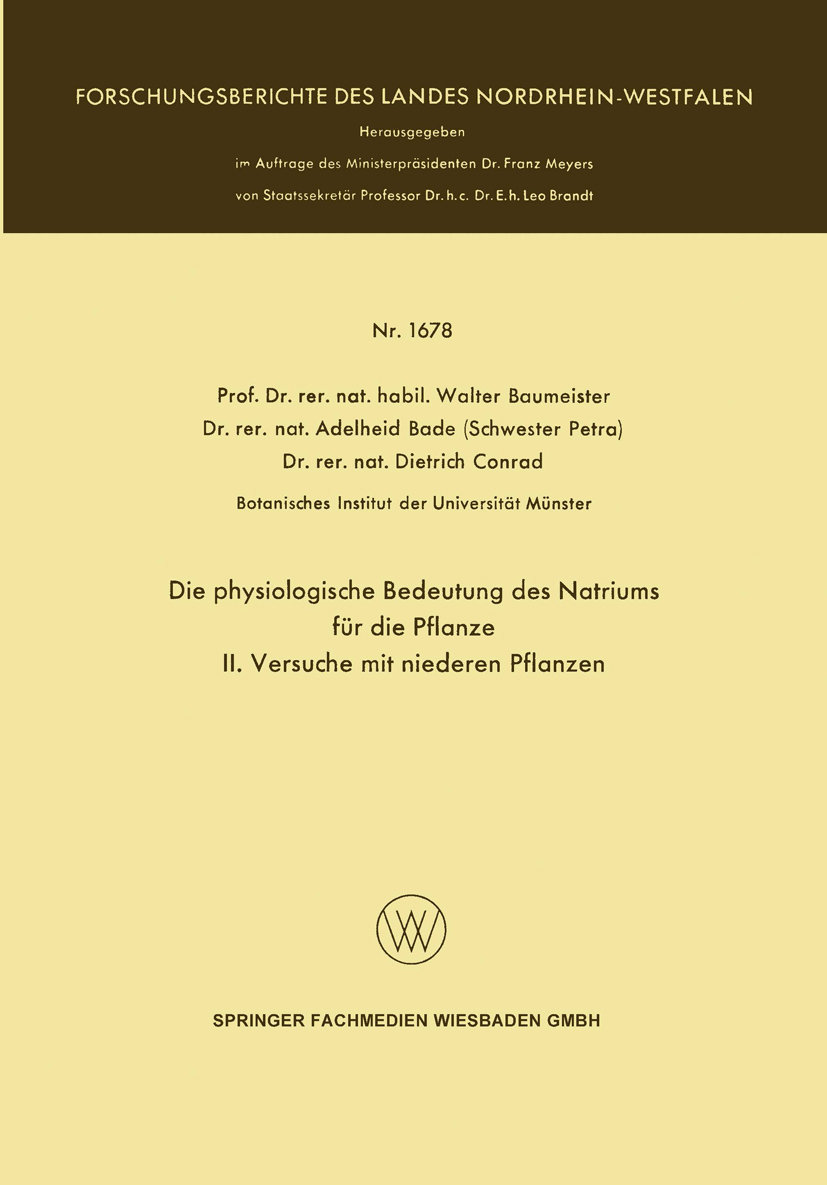 Die physiologische Bedeutung des Natriums für die Pflanze