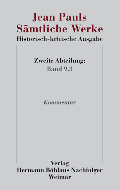 Jean Pauls Sämtliche Werke. Historisch-kritische Ausgabe