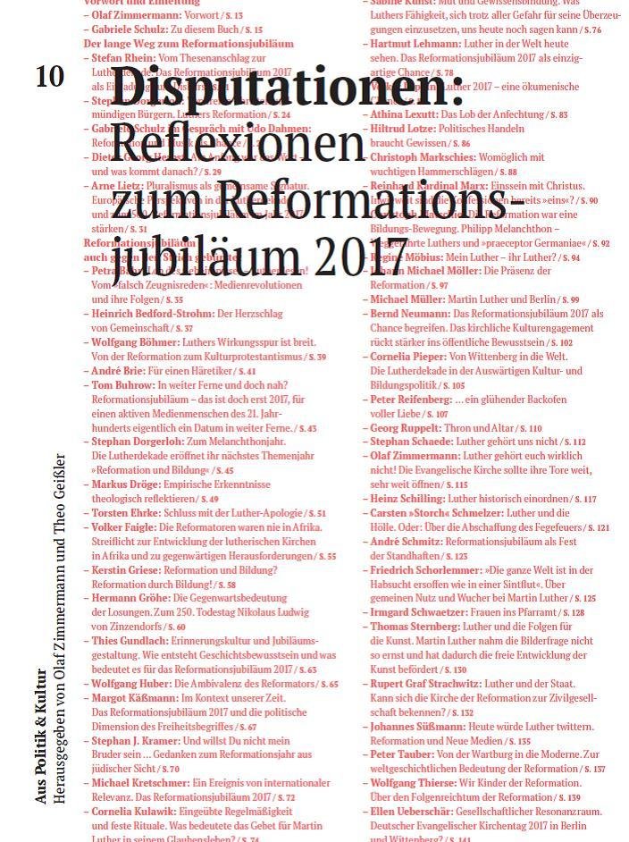 Disputationen: Reflexionen zum Reformationsjubiläum 2017