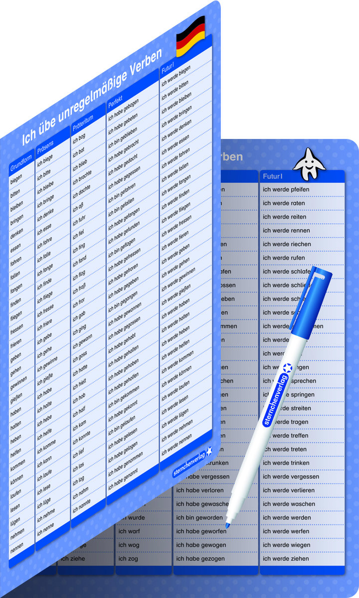 Ich übe unregelmäßige Verben - Zeitformen - 1 Doppelfeld mit Stift