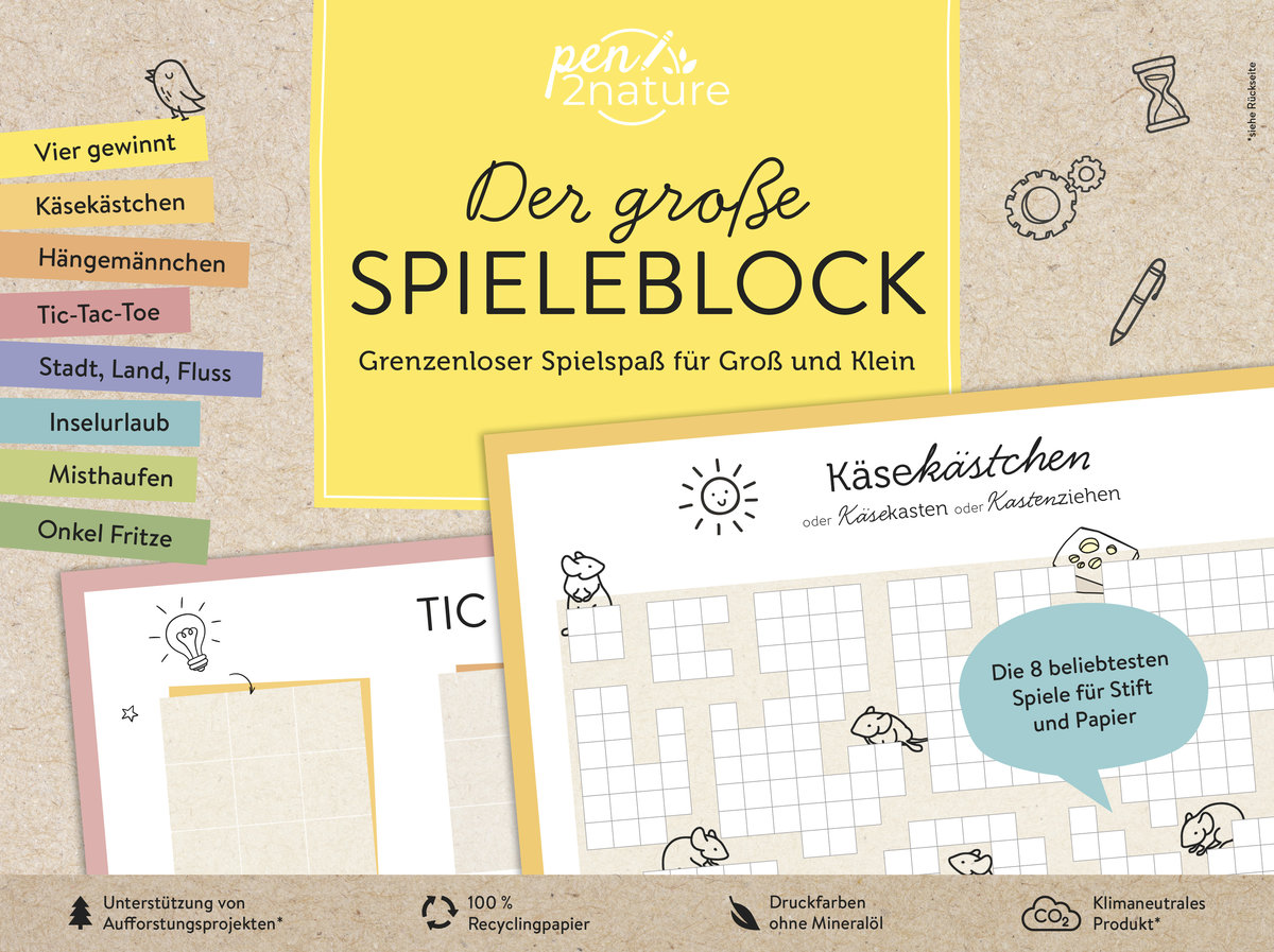 Der große Spieleblock. Umweltfreundlicher Spielspaß für Groß und Klein